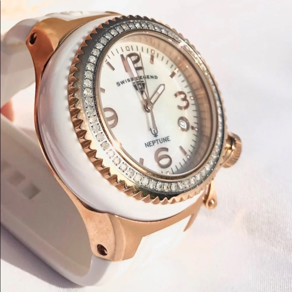 💎🆕 Swiss Legend 60 Diamonds mother of pearl face & Rosegold watch 723
